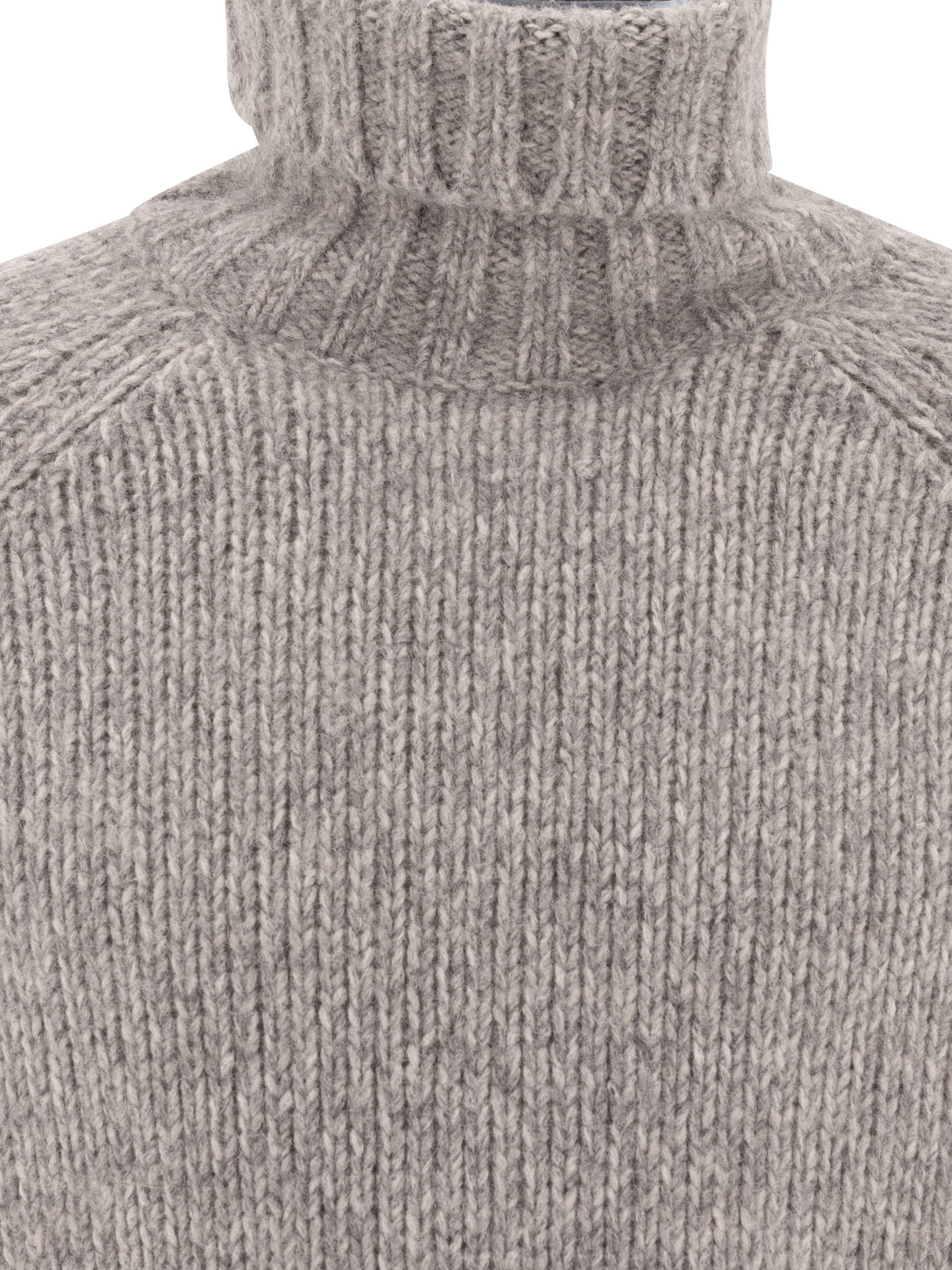 BRUNELLO CUCINELLI Grey Melange turtleneck sweater